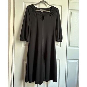 Isaac Mizrahi for Target Womens Medium Black 3/4 Sleeve Keyhole Neck Midi Dress